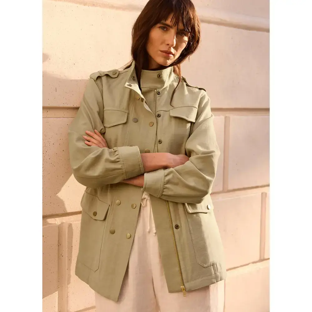 Mint Velvet Khaki Washed Pocket Shacket